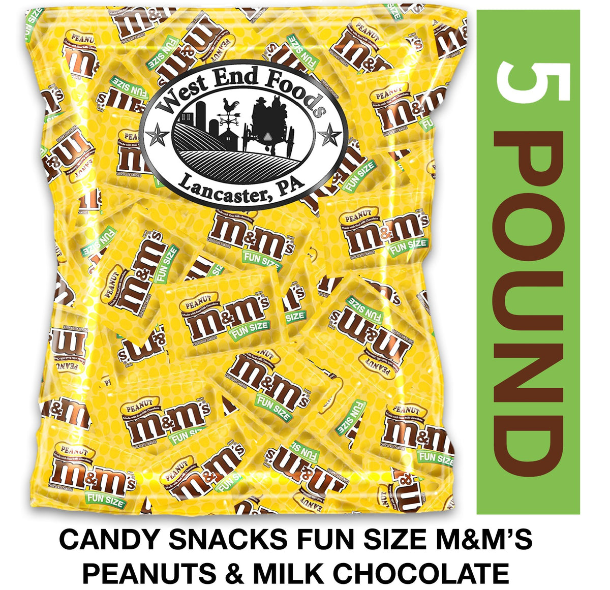 M&M Peanut Fun Size 5 LB Bag, Milk Chocolate