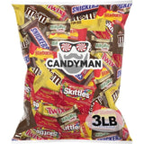 CANDYMAN (3 LBS) Bundle of Chocolate Candy with M&M's Milk Chocolate, M&M's Peanut, Skittles, Starburst, Snickers, Milky Way & Twix Individually Wrapped Candy