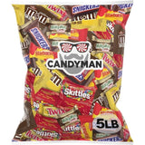 CANDYMAN (5 LBS) Chocolate Candy Bundle with M&M's Milk Chocolate, M&M's Peanut, Skittles, Starburst, Snickers, Milky Way & Twix Individually Wrapped Candy