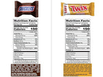 CANDYMAN Chocolate Candy Bundle with Mini Size Twix Caramel Cookie Bar & Snickers Individually Wrapped Snacks (100 Count)