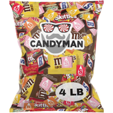 CANDYMAN Bulk Assorted Candy Variety Pack Individually Wrapped Chocolate & Candy Mix, 4 Pound Party Bag Assortment for Holiday Treats, Office Snacks, Gifting, & Favors