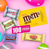 Mars M&M'S PEANUT, SNICKERS, TWIX, MILKY WAY & 3 MUSKETEERS & Easter Chocolate Candy Spring Assortment, 31.3 oz, 100-Piece Bag